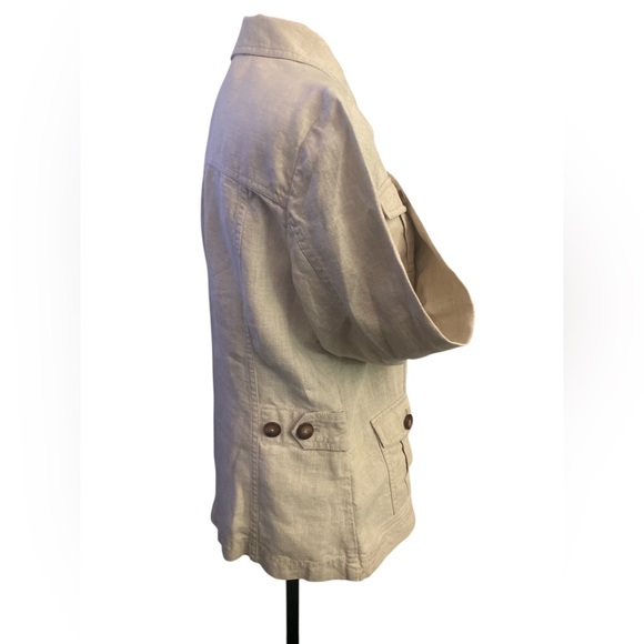 Eddie Bauer Cream Utility Jacket Safari Style EUC M - Picture 4 of 7